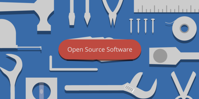 slika alata i overlay tekst Open Source Systems