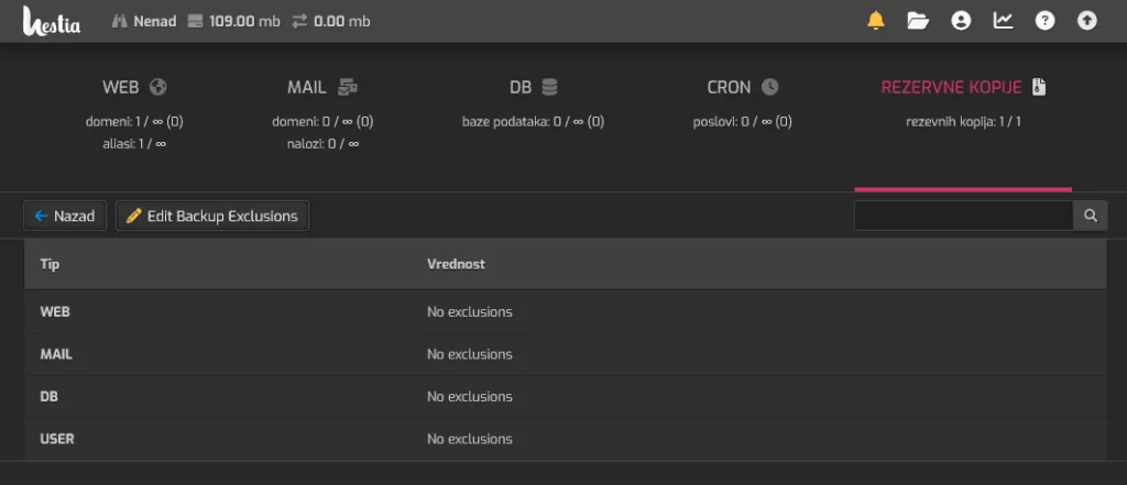 hestia cp backup exclusions