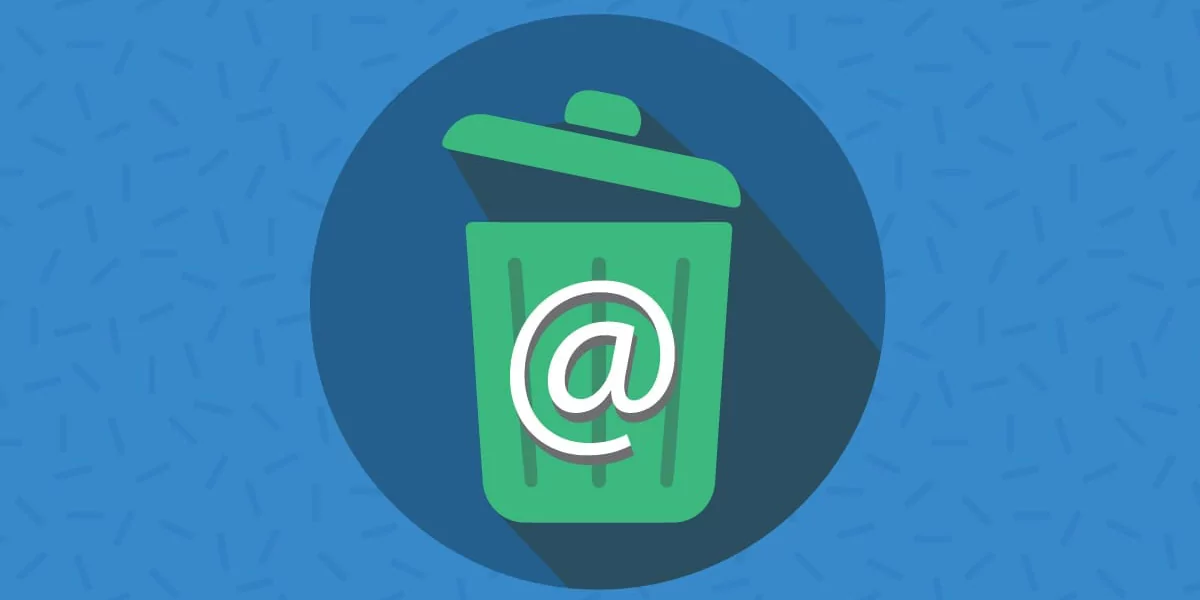 kanta za smeće sa @znakom - upozorenje da će vaši imejlovi završiti u spamu ako dosbete na black listu