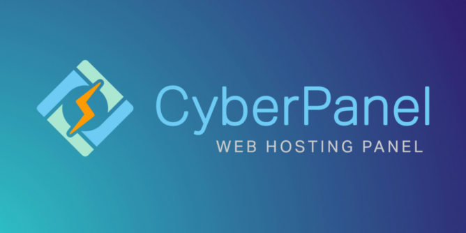 Natpis CyberPanel - web hosting panel i logo