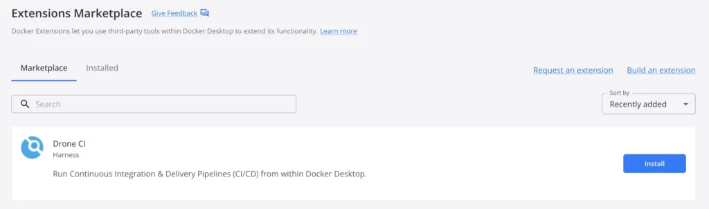 Drone CI Docker ekstenzija