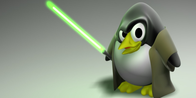 linux pingvin maskiran u džedaja, simbolizuje kill komandu u linuxu