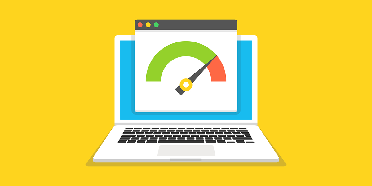 page speed load times ilustracija na žutoj pozadini
