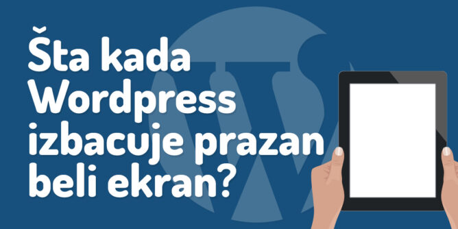 ruke koje drže tablet na kome se vidi prazan beli ekran i naslov bloga